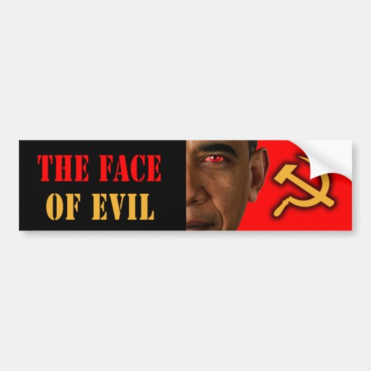 Anti - Obama "het gezicht van het kwaad" Bumpersti Bumpersticker (Voorkant)