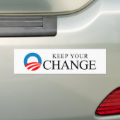 Anti-Obama - Houd uw verandering zwart Bumpersticker (Op auto)