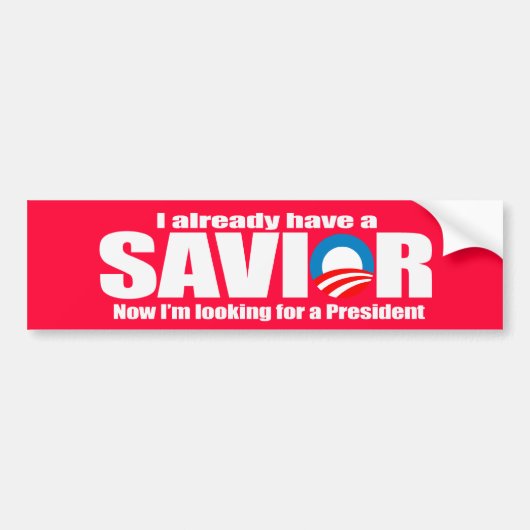 Anti-Obama - Ik heb al een redder. Bumpersticker (Voorkant)