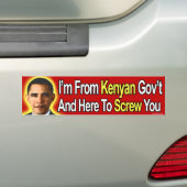 Anti-Obama: "Ik kom uit Kenyan Gov" bumpersticker (Op auto)