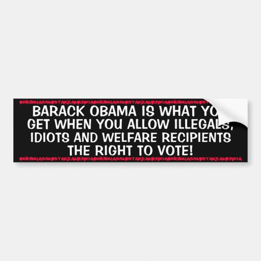 ANTI OBAMA - ILLEGATEN , WELZIJN EN DIOOTEN BUMPERSTICKER (Voorkant)