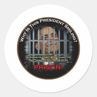 Anti Obama in de gevangenis Ronde Sticker