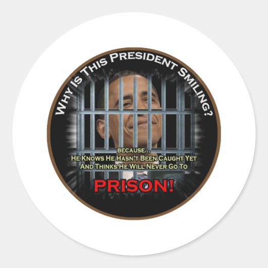Anti Obama in de gevangenis Ronde Sticker (Voorkant)