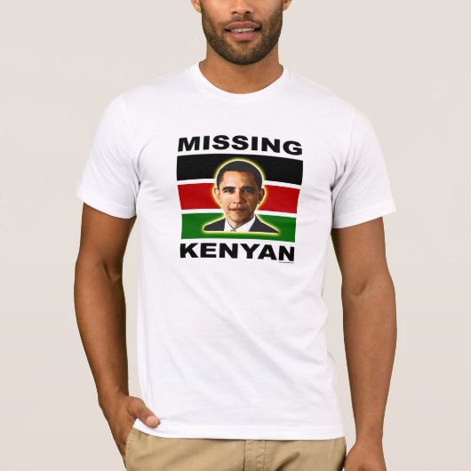 anti-Obama "Missing Kenyan" T-shirt (Voorkant)