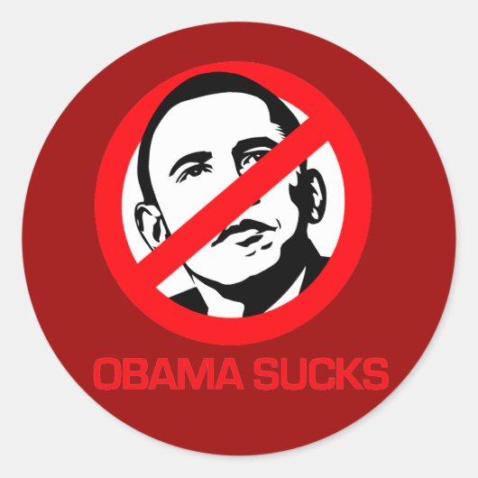 Anti-Obama - Obama Sucks Ronde Sticker (Voorkant)