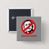 Anti-Obama - Obama Sucks Vierkante Button 5,1 Cm (Voorkant /achterkant)