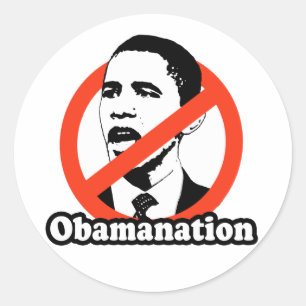 ANTI-OBAMA / OBAMANATIE T-SHIRT RONDE STICKER