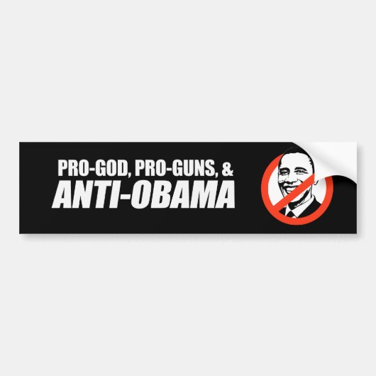 Anti-Obama - PRO-GOD PRO-PISTOLEN ANTI-OBAMA Bumpe Bumpersticker (Voorkant)