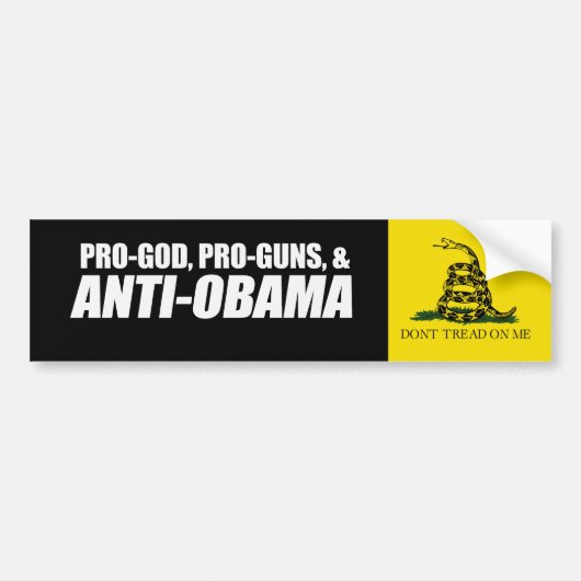 Anti-Obama - PRO-GOD PRO-PISTOLEN ANTI-OBAMA Bumpe Bumpersticker (Voorkant)