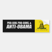 Anti-Obama - PRO-GOD PRO-PISTOLEN ANTI-OBAMA T-shi Bumpersticker (Voorkant)
