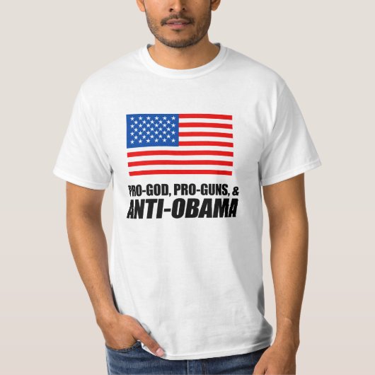 Anti-Obama - PRO-GOD PRO-PISTOLEN ANTI-OBAMA T-shirt (Voorkant)