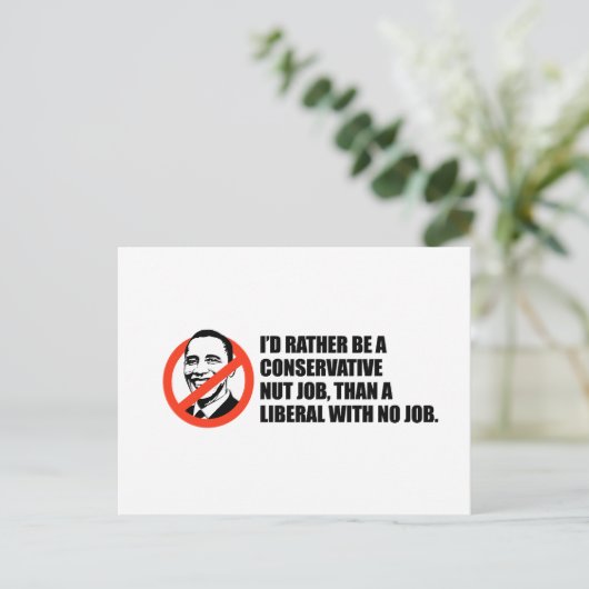 Anti-Obama T-shirt - geen baan of geen baan Briefkaart (Staand voorkant)