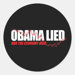 Anti-Obama T-shirt - Obama loog en de economie dee Ronde Sticker