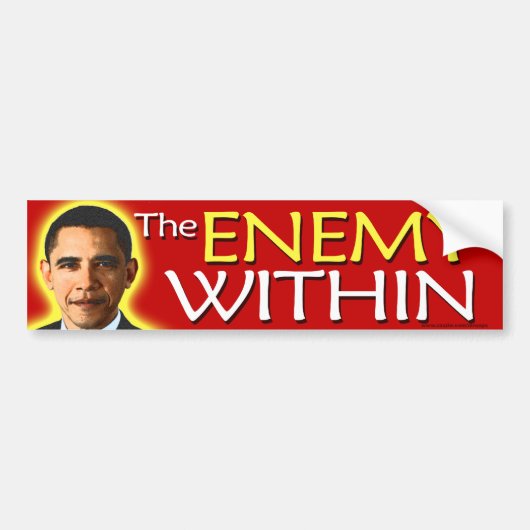anti - Obama " The Enemy within " - Bumpersticker (Voorkant)