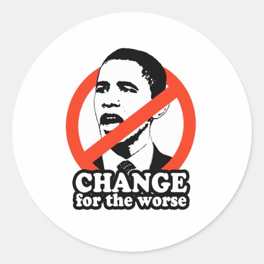 ANTI-OBAMA / VERANDERING IN HET SLECHTSTE RONDE STICKER (Voorkant)