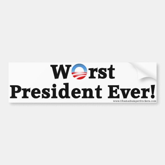 Anti-Obama "Worst President Ever"-Bumpersticker Bumpersticker (Voorkant)