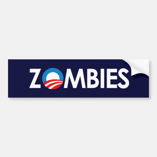 Anti-Obama - Zombies white Bumpersticker (Voorkant)
