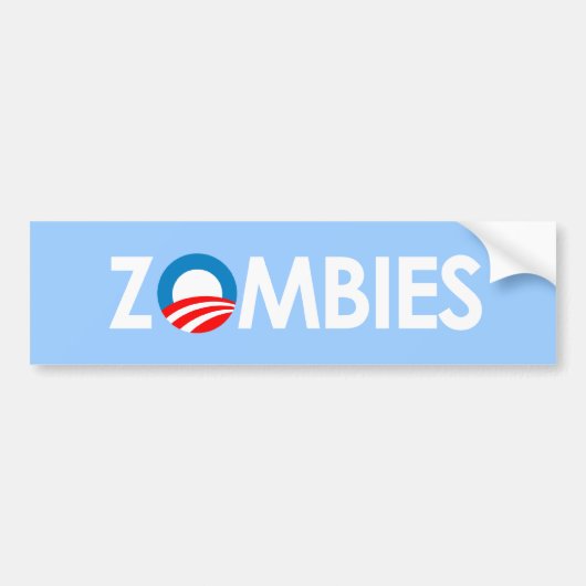 Anti-Obama - Zombies white Bumpersticker (Voorkant)