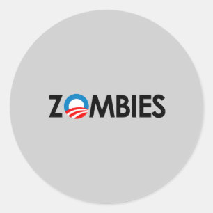 Anti-Obama - Zombies zwart Ronde Sticker