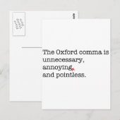 Anti-Oxford Comma Briefkaart (Voorkant / Achterkant)