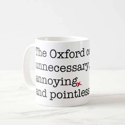 Anti-Oxford Comma Koffiemok (Voorkant links)