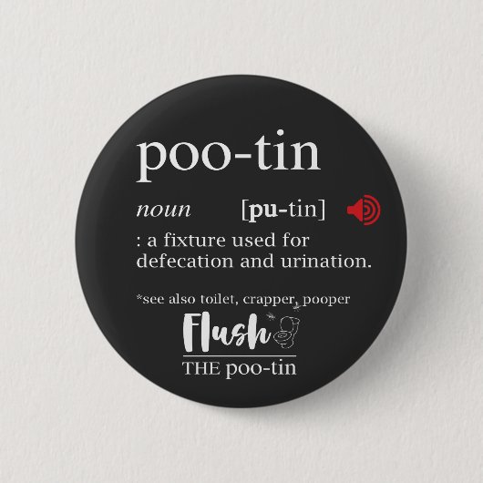 Anti-Poetin POOTIN Funny Dictionary Ronde Button 5,7 Cm (Voorkant)