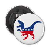 Anti-politiek patriottische T-Rex Button Flesopener (Voorkant)