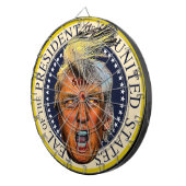 Anti President Trump Grote Mond Duivel Dartbord (Voorkant Rechts)