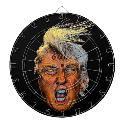 Anti-president Trump grote mond duivel Dartbord (Voorkant)