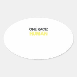 Anti Racisme Eén Ras Menselijk Ovale Sticker