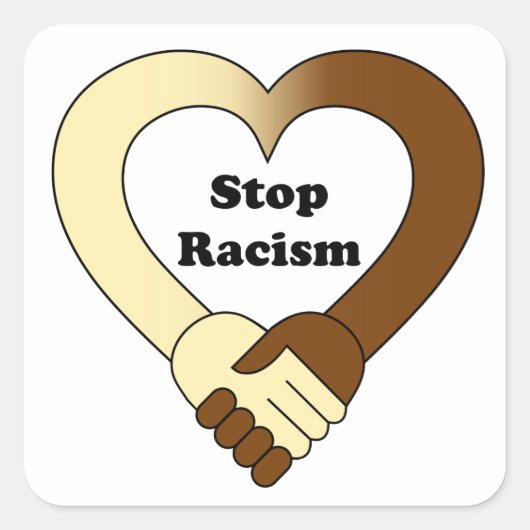 Anti-racisme handdruk logo vierkante sticker (Voorkant)