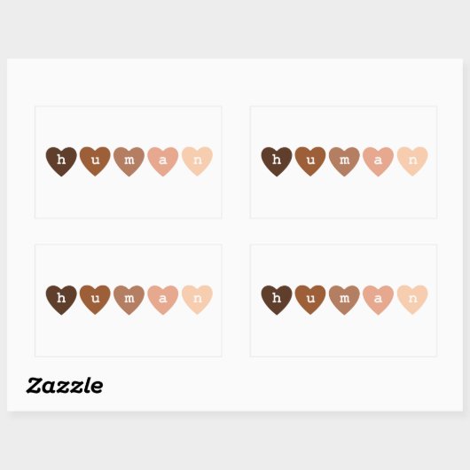 Anti-racisme menselijk hart rechthoekige sticker (Vel)