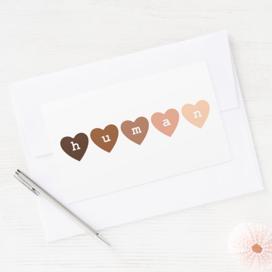 Anti-racisme menselijk hart rechthoekige sticker (Envelop)
