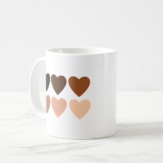 Anti-racisme skintone harten koffiemok (Voorkant links)