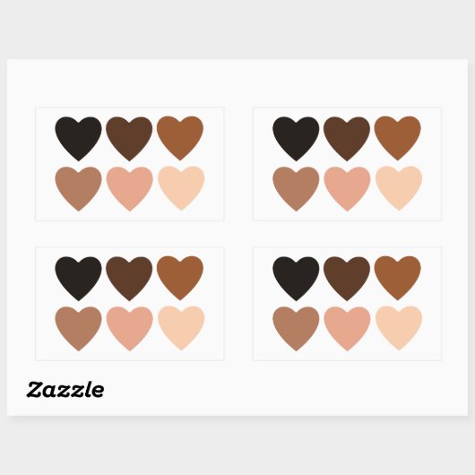 Anti-racisme skintone harten rechthoekige sticker (Vel)