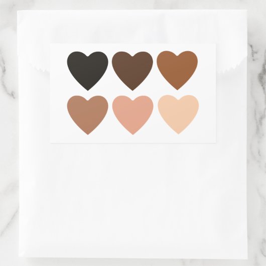 Anti-racisme skintone harten rechthoekige sticker (Tas)