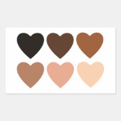 Anti-racisme skintone harten rechthoekige sticker (Voorkant)