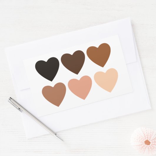 Anti-racisme skintone harten rechthoekige sticker (Envelop)