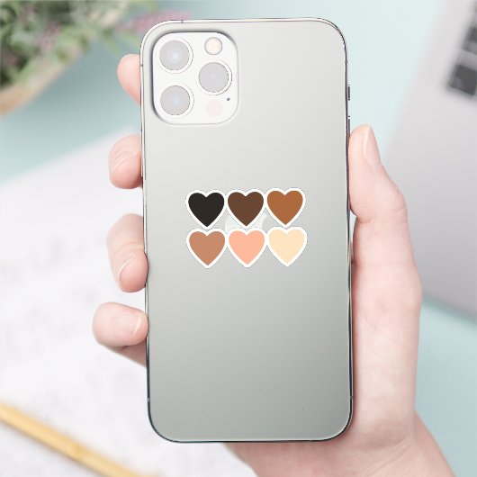 Anti-racisme skintone harten sticker (Telefoon)