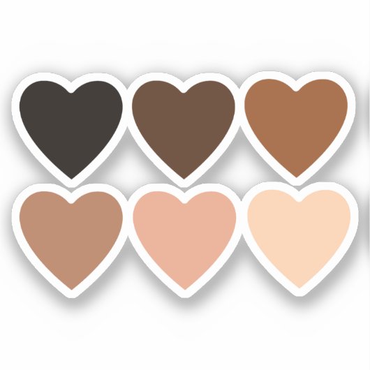 Anti-racisme skintone harten sticker (Voorkant)
