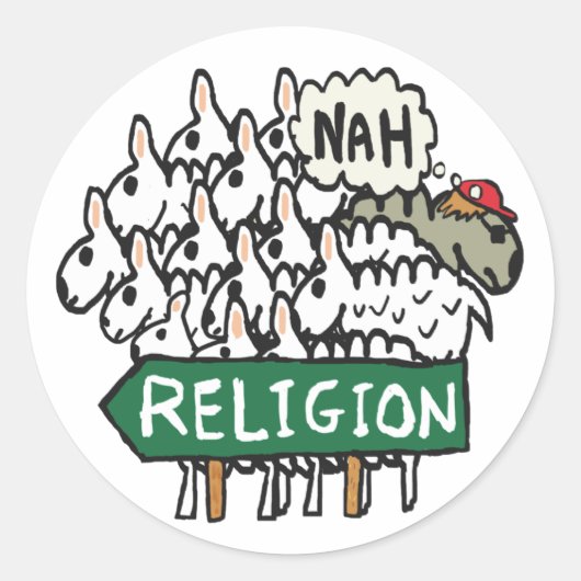Anti-religie Atheïstische schaap Ronde Sticker (Voorkant)