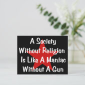 Anti-religieuze prijsopgave briefkaart (Staand voorkant)
