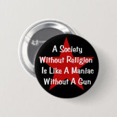 Anti-religieuze prijsopgave ronde button 5,7 cm (Voorkant /achterkant)