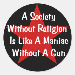 Anti-religieuze prijsopgave ronde sticker