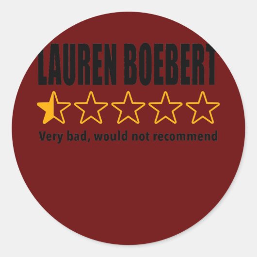 Anti-Rep Lauren Boebert Boebert Bad Review Ronde Sticker (Voorkant)
