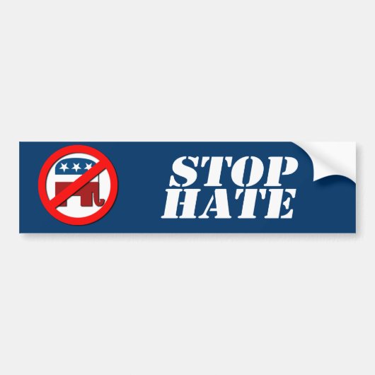 Anti-republikein - Stop Hate Bumpersticker (Voorkant)