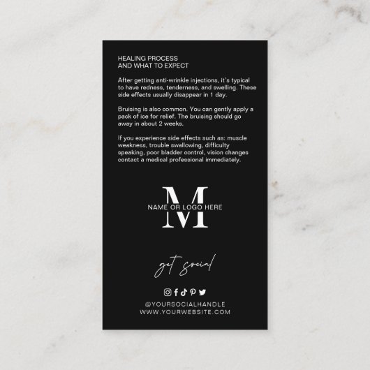 Anti-rimpelvulling nazorggids Minimale salon Visitekaartje (Achterkant)