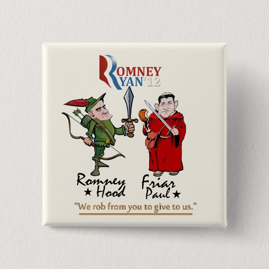 Anti-Romney/Ryan Vierkante Button 5,1 Cm (Voorkant)