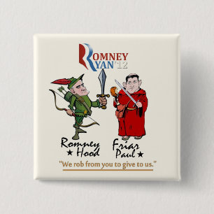 Anti-Romney/Ryan Vierkante Button 5,1 Cm