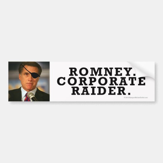 Anti-Romney sticker Corporate Raiderrr! (Voorkant)